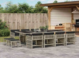 13 Piece Garden Dining Set with Cushions Light Grey Poly Rattan 3211703