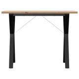 ZNTS Dining Table Y-Frame 100x50x75.5 cm Solid Wood Pine and Steel 3282785