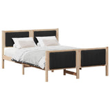 Bed frame Brown and black 135 x 190 cm Solid pine wood 878481