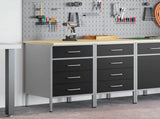 Work Cabinet with Drawer 2 pcs Black and Grey 100 x 55 x 85 cm 3321362