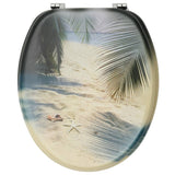 WC Toilet Seats with Lid 2 pcs MDF Beach Design 3056410