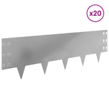 Lawn Edging 20 pcs 100 x 30 cm Steel Silver 8008639