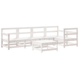 6 Piece Garden Lounge Set White Solid Wood Pine 3186460