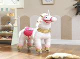 Kids Rocking Horse, Plush Walking Horse with Wheels, Ride On Unicorn Toy for Ages 3-5 Years Old, T3398P422160