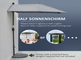 2m Half Parasol Market Umbrella Garden Balcony Parasol with Crank Handle, Base, Double-Sided Canopy, T3398P320030