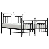 Metal Bed Frame without Mattress with Footboard Black 135x190cm 353554