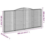 Arched Gabion Baskets 4 pcs 400x30x180/200 cm Galvanised Iron 3146920