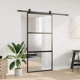 Sliding Door with Hardware Set Black 102.5x205 cm Tempered Glass 3375959
