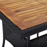 Outdoor Dining Table Black Poly Rattan and Solid Acacia Wood 46171