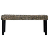 ZNTS Bench 110 cm Black Natural Kubu Rattan and Solid Mango Wood 285790
