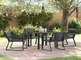 Garden Dining Set 5 pcs Black Powder-Coated Steel 3379311
