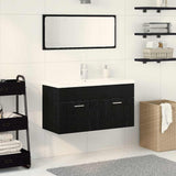 Bathroom Furniture Set 3 pcs Black Oak Engineered Wood 3334339