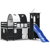 Kids' Loft Bed with Tower without Mattress White&Black 80x200cm 3207096