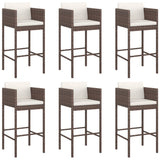 7 Piece Garden Bar Set with Cushions Brown Poly Rattan 3203933