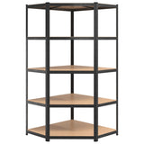5-Layer Heavy-duty Corner Shelf Grey Steel&Engineered Wood 152881