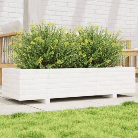 ZNTS Garden Planter White 110x40x26.5 cm Solid Wood Pine 847339
