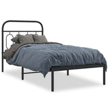 Metal Bed Frame without Mattress with Headboard Black 90x190cm 377109