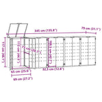Wheelie Bin Storage for 5 Bins Black 345x79x117 cm Steel 3279980