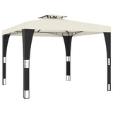 Gazebo with Double Roof Cream 2.98x2.98 m Steel 368440