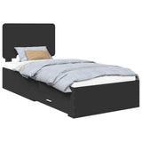 Bed Frame with Headboard Black 75 x 190 cm Engineered Wood 3412847