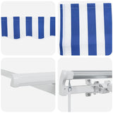 Retractable Awning Manual Blue and White 400 x 200 cm Fabric 3329777