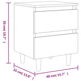 Bed Cabinets & Solid Pinewood Legs 2 pcs Concrete Grey 40x35x50 cm 805860