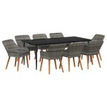 Garden Dining Set with Cushion 9 pcs Grey Poly Rattan 3261683