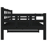 Day Bed Black Solid Pine Wood Single Convertible 820361