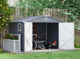 7.9ft x 6.2ft Aluminium Frame and Plastic Wall Shed, with Foundation - Grey T3398P315405