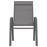 ZNTS Stackable Garden Chairs 2 pcs Grey Textilene Fabric 318778