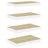 Floating Wall Shelves 4 pcs Oak and White 40x23x3.8 cm MDF 326572