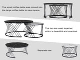 (WF307775BAA) Round Coffee Table, Modern Coffee Table Set of 2 Marble Pattern Top with Metal Frame, N605P245784A
