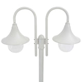Garden Post Light E27 220 cm Aluminium 2-Lantern White 44208