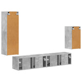 TV Cabinet Set Wall-mounted 4 pcs Concrete Grey Engineered Wood 3409009