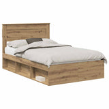 Bed Frame Artisian Oak 135 x 190 cm Solid Pine Wood 3409774