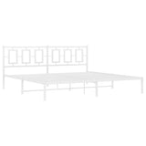 Metal Bed Frame without Mattress with Headboard White 193x203cm 374296