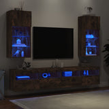 TV Cabinets with LED Lights 2 pcs Smoked Oak 40.5x30x90 cm 837052