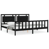 Bed Frame without Mattress Black 200x200 cm Solid Wood Pine 3192190