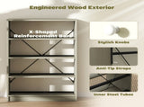 Chest of Drawers, Dresser with 4 Fabric Drawers - White and Grey T3398P377808