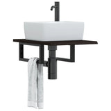 Basin Shelf Wall Mounted Steel and Solid Wood Oak 3302577