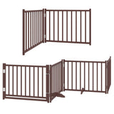 Dog Gate with Door Foldable 10 Panels Brown 800 cm Poplar Wood 3155751