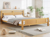 Wooden bed, 4ft6 double bed 135190cm, MDF with rattan paper, Sturdy bed slats, PineMDFPlywood, N604P353108N