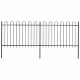 Garden Fence with Hoop Top Steel 359x120 cm Black 277666