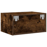 Wall-mounted Bedside Cabinet with LED Lights Smoked Oak 860219