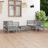5 Piece Garden Lounge Set Grey Solid Pinewood 3082399