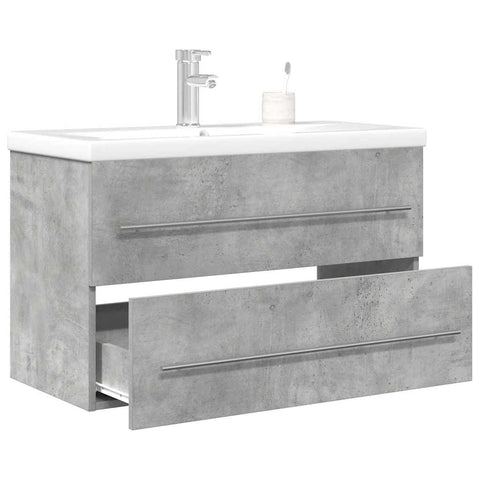 ZNTS 2 Piece Bathroom Furniture Set Concrete Grey Engineered Wood 3324962