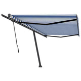 Freestanding Manual Retractable Awning 500x300 cm Blue/White 3069776