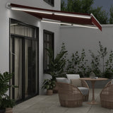 Manual Retractable Awning with LED Burgundy 350x250 cm 3214972