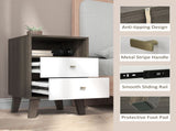 Industrial-Scandinavian Mix Bedside Table, with Drawers and Shelf T3398P328341