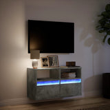 TV Wall Cabinet with LED Lights Concrete Grey 80x31x45 cm 852330